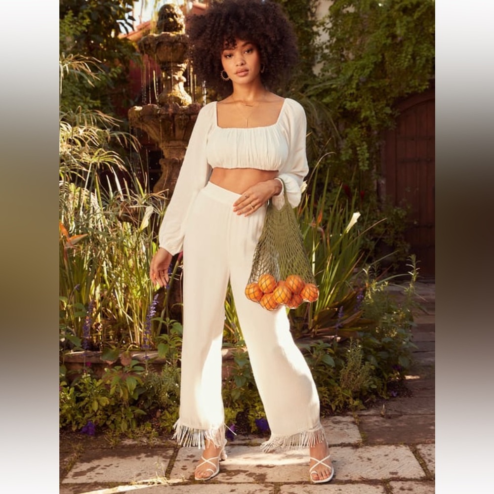 ✨NWT✨ Wide Leg Pants with Fringe detail